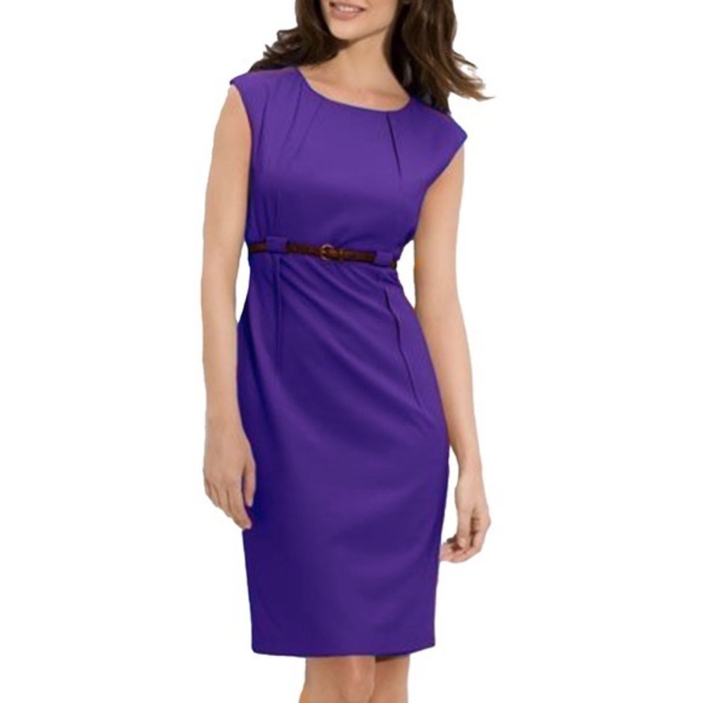 Calvin Klein purple sheath dress with belt